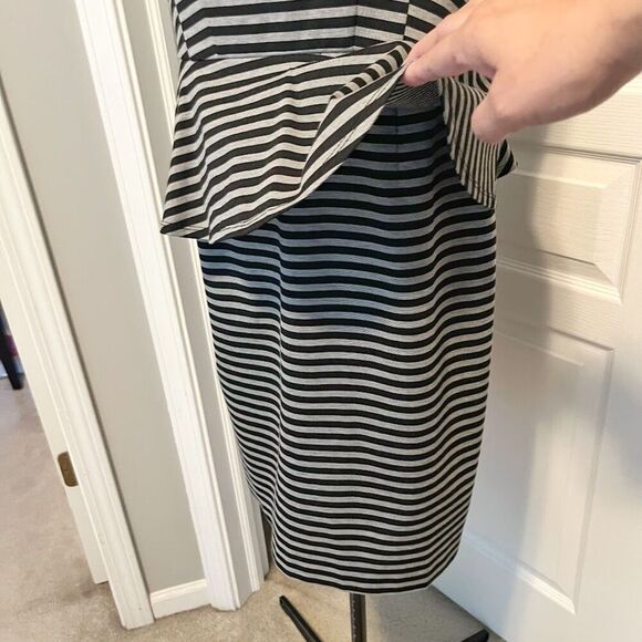 Ann Taylor NWT Stripe Peplum Stretch Sleeveless Fully Lined Sheath Dress - Picture 9 of 14